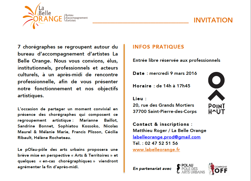 Invitation 9 mars La Belle orange